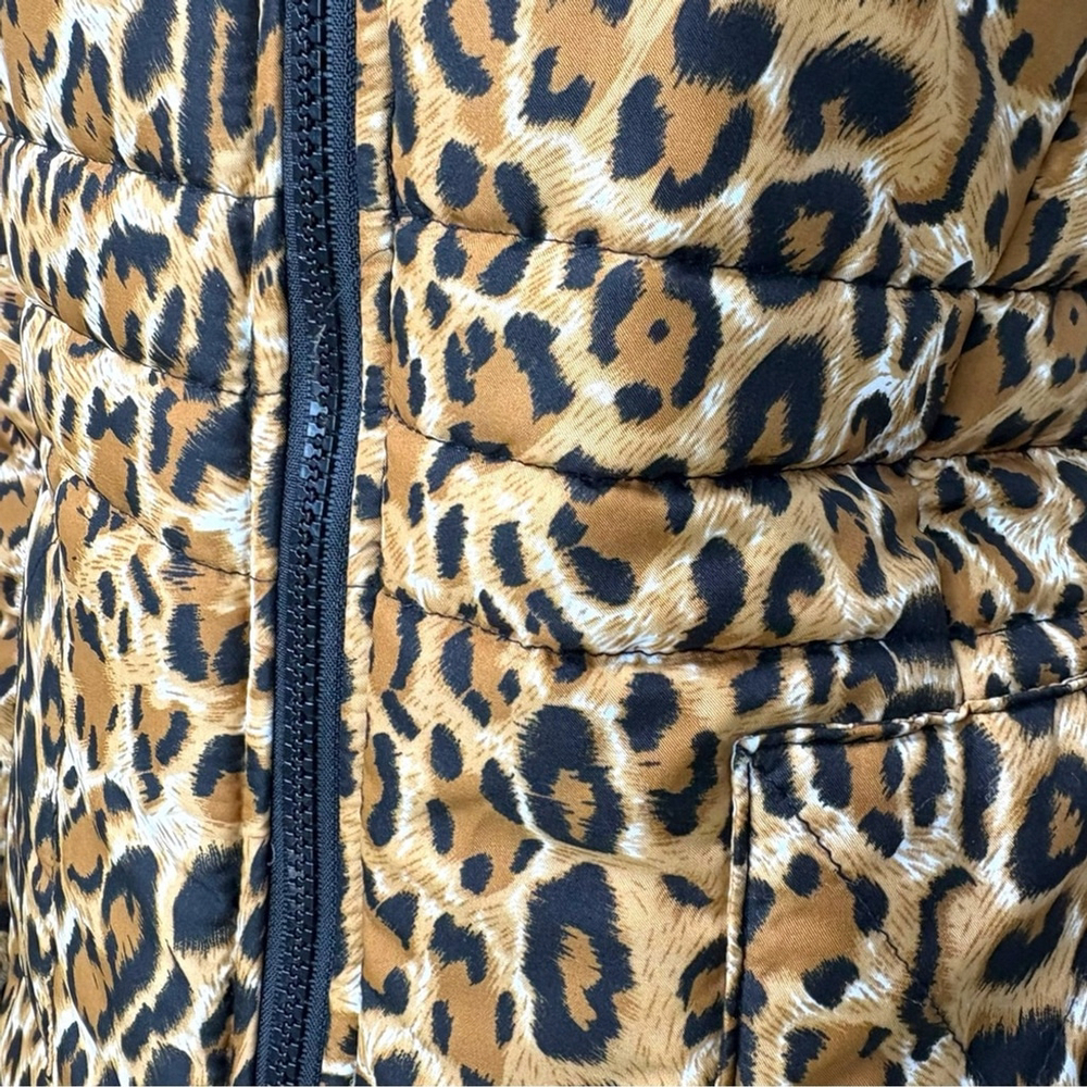Y2K Leopard Cropped Puffer Jacket S Indie Sleaze Mobwife Apres Ski - Picture 9 of 11